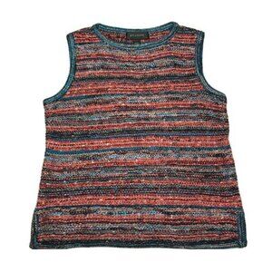 St John Womens Textured Knit Sweater Vest Multicolor Size S